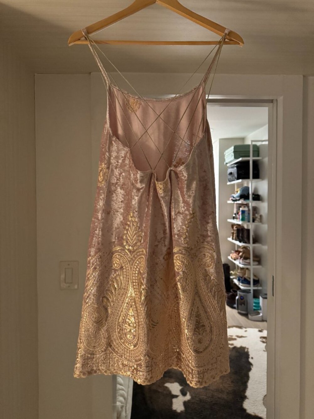 Gorgeous vintage Free People x Lenni Malu pink velvet mini dress, size M TTS - Picture 4 of 6